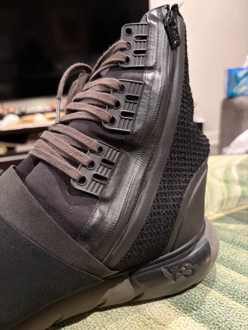 Yohji Yamamoto Y-3 x Adidas High Leather Zip Qasa Boot